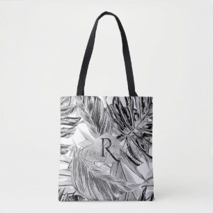Bolso De Tela PixDezines Greenery Negro+Blanco, Monstera Tropica