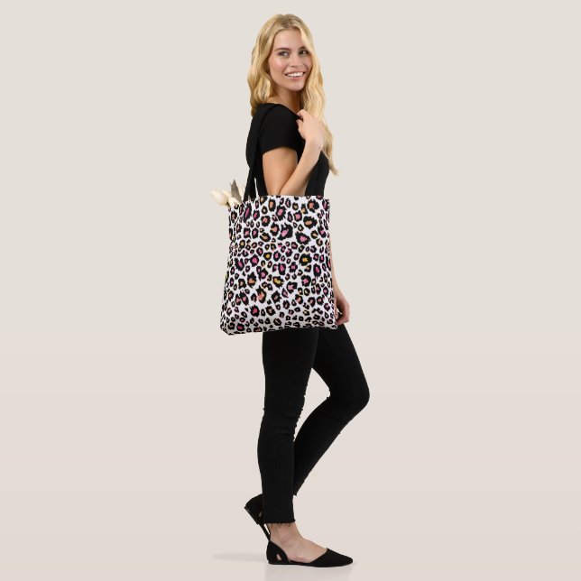 Bolso De Tela PixDezines Leopard Print/Pink+Naranja/DIY back-gro (Puesto)