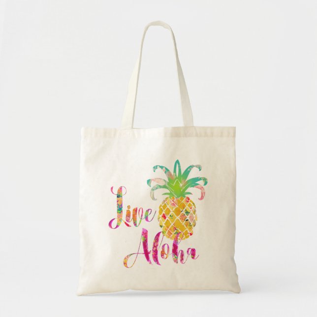 Bolso De Tela PixDezines Live Aloha Piña (Frente)