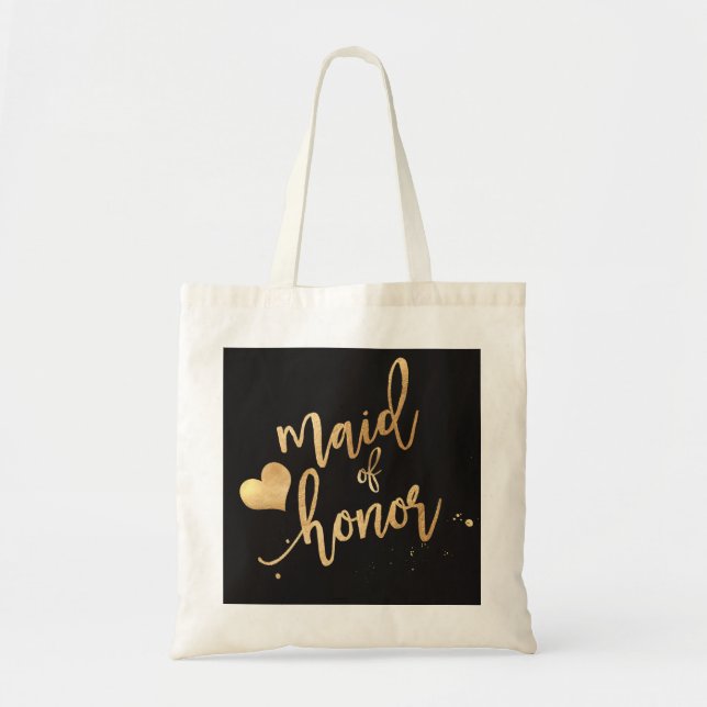 Bolso De Tela PixDezines Maid of../Faux Gold Script (Frente)