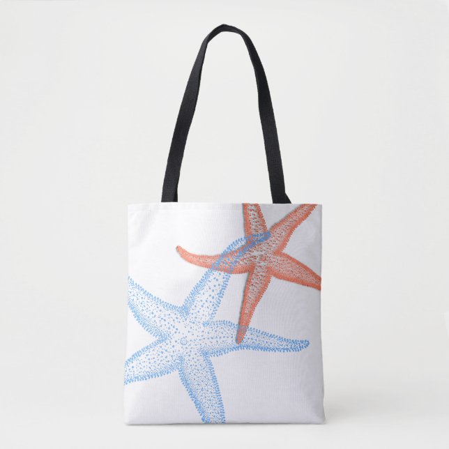 Bolso De Tela PixDezines Naranja/Blue Starfish /DIY fondo (Anverso)