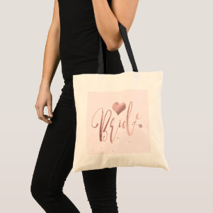 Bolso De Tela PixDezines Novia Falso Oro Rosa Script+Corazón