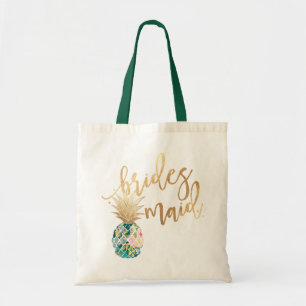 Bolso De Tela PixDezines Pineapple/Bridesmaid/Faux Gold Script