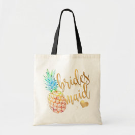 Bolso De Tela PixDezines Pineapple Bridesmaid/Faux Gold Script