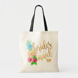 Bolso De Tela PixDezines Pineapple Bridesmaid/Faux Gold Script