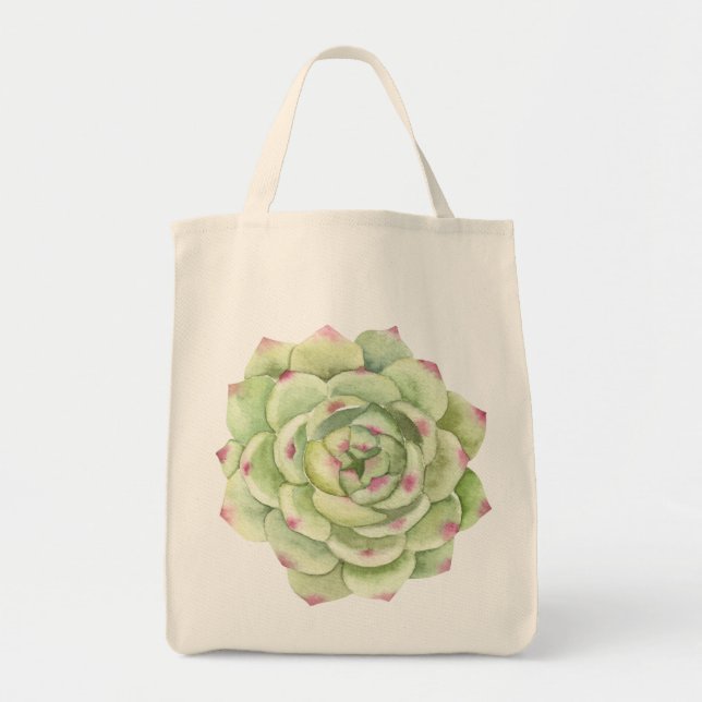 Bolso De Tela PixDezines Rosa del Desierto, Vegetación Suculenta (Frente)