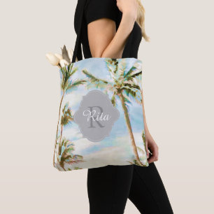 Bolso De Tela PixDezines Vintage Hawaiian Beach/Blue