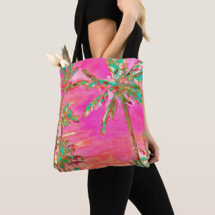 Bolso De Tela PixDezines Vintage Hawaiian Beach/Pink