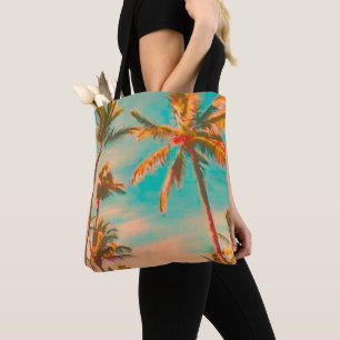 Bolso De Tela PixDezines Vintage Hawaiian Beach/Verde azulado