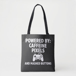 Bolso De Tela Pixels de cafeína divertidos y botones aplastados 