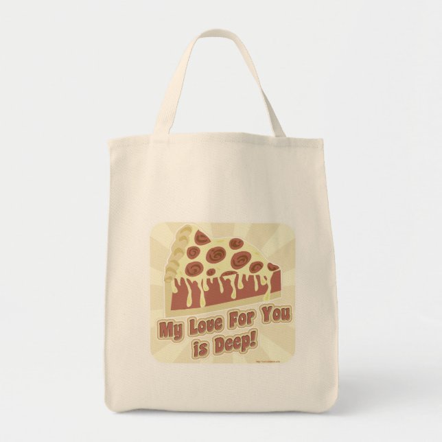 Bolso De Tela Pizza Amo Profundo Dish Divertido lema Romántico D (Frente)