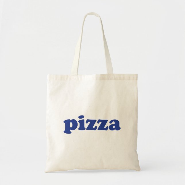 Bolso De Tela Pizza blue modern typography funny cool (Frente)