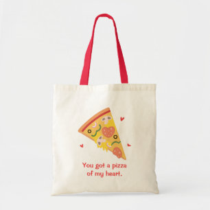 Bolso De Tela Pizza Linda de mi Corazón Amor Pun Humor