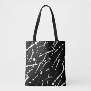 Bolso De Tela Placa blanca sobre abstracto negro