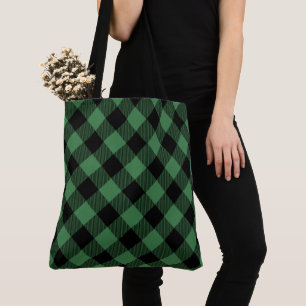 Bolso De Tela Placa de búfalo verde/negro
