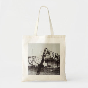 Bolso De Tela Placa de calle blanco y negro
