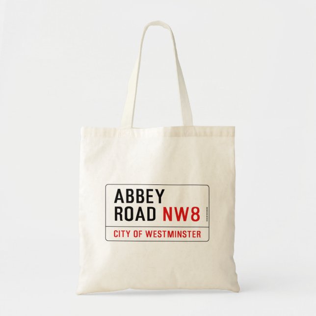 Bolso De Tela Placa de calle del camino de la abadía (Frente)
