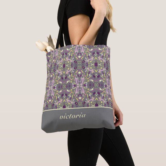 Bolso De Tela Placa de pintura morada y amarillo (Detalle)