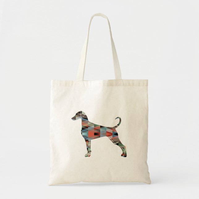 Bolso De Tela Placa de silueta geométrica Doberman Pinscher (Frente)