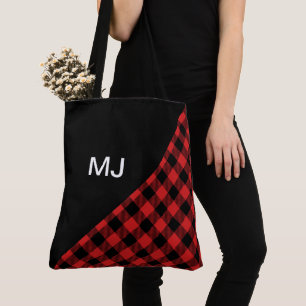 Bolso De Tela Placa personalizada de búfalo rojo/negro