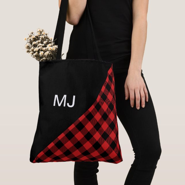 Bolso De Tela Placa personalizada de búfalo rojo/negro (Detalle)