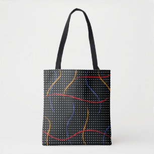 Bolso De Tela Placa y puntos de pintura retro