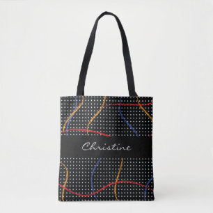 Bolso De Tela Placa y puntos de pintura retro
