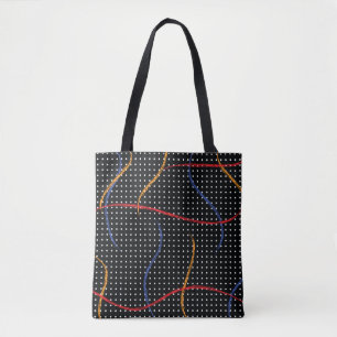 Bolso De Tela Placa y puntos de pintura retro