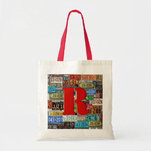 Bolso De Tela Placas de licencia de época