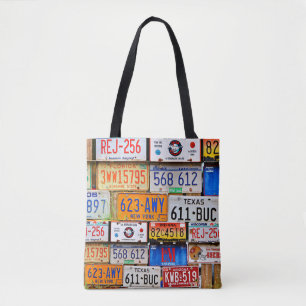 Bolso De Tela Placas de licencias antiguas