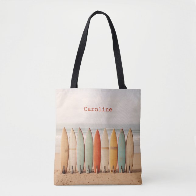 Bolso De Tela Placas Vintage Surf (Anverso)