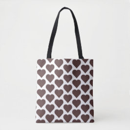 Bolso De Tela Plaed Brown Azul Corazón
