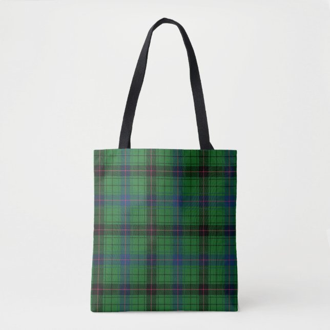 Bolso De Tela Plaid Clan Davidson Tartan Black Green Check (Anverso)