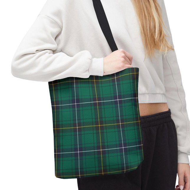 Bolso De Tela Plaid Clan Henderson Tartan Green Blue Check (Plaid Henderson AOP Tartan Tote Bag)