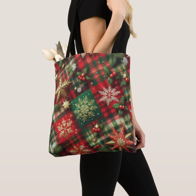 Bolso De Tela Plaid Festivo  (Detalle)