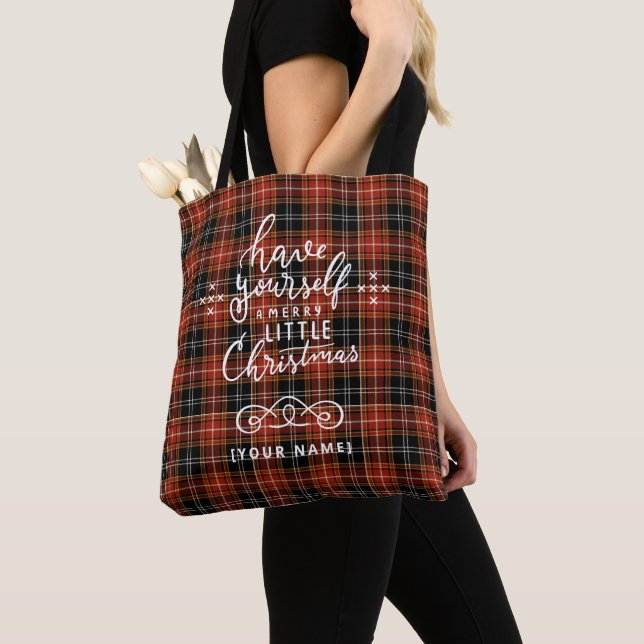 Bolso De Tela Plaid Navideño Personalizado (Detalle)