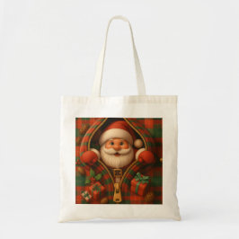 Bolso De Tela Plaid Santa Claus Christmas Design