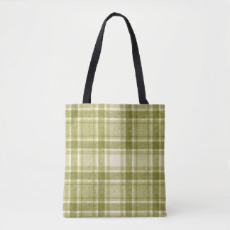 Bolso De Tela Plaid Terroso | Salvia y Crema