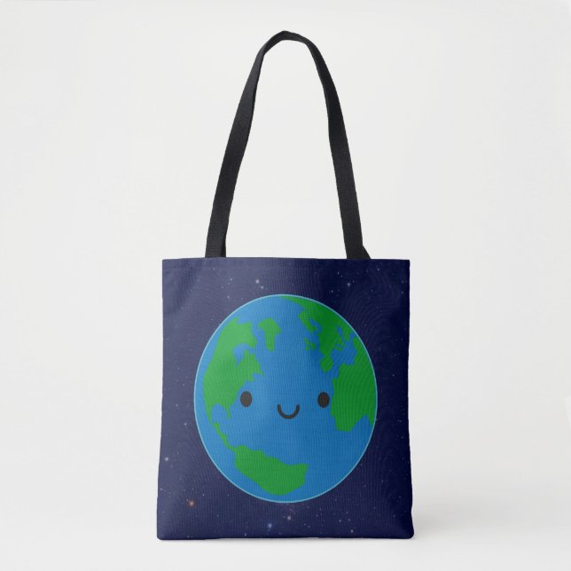 Bolso De Tela Planeta feliz Tierra (Anverso)