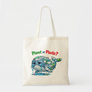 Bolso De Tela ¿Planeta o Plástico? Salva la Ballena del Océano.