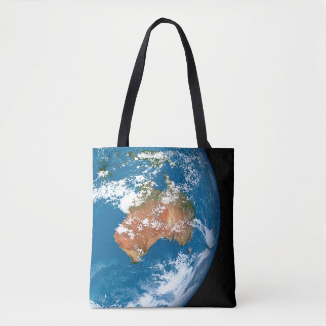 Bolso De Tela Planeta Tierra Mostrando Nubes Sobre Australia. (Anverso)