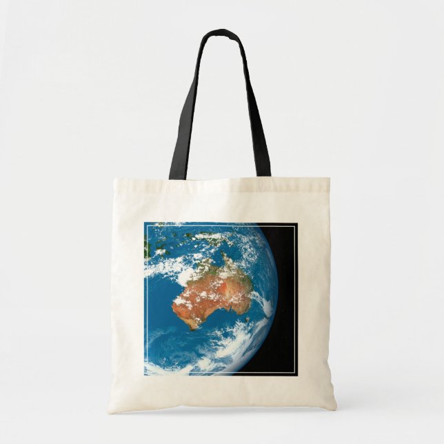 Bolso De Tela Planeta Tierra Mostrando Nubes Sobre Australia. (Frente)