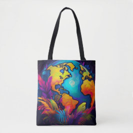 Bolso De Tela Planeta vibrante - Diseño terrestre tropical