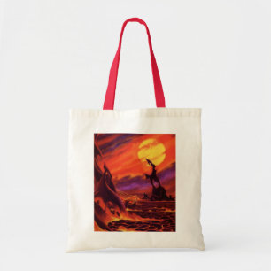 Bolso De Tela Planeta Volcánico de Ciencia Ficción Vintage con L