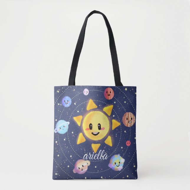 Bolso De Tela Planetas de galaxia espacial (Anverso)