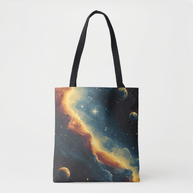Bolso De Tela planetas en el universo de las galaxias (Anverso)