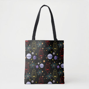 Bolso De Tela Planetas, estrellas y buques de cohetes