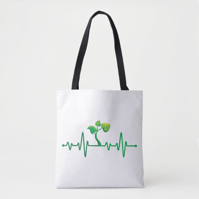 Bolso De Tela Plant Heartbeat - Planta Botánica de Jardinería Bo (Anverso)