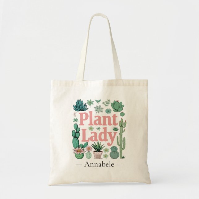 Bolso De Tela Plant Lady Cute Personalizada (Frente)