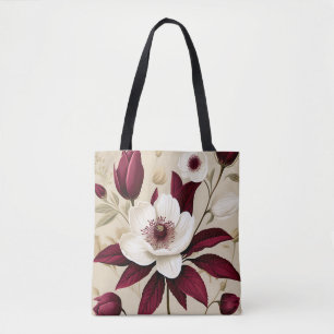 Bolso De Tela Planta de Borgoña Floral Botánica